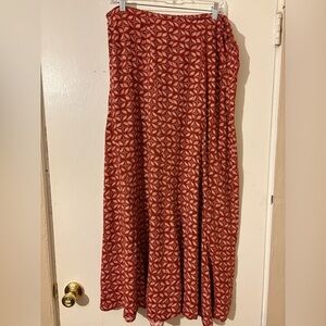 Maurices Red and White Patterned Maxi Skirt